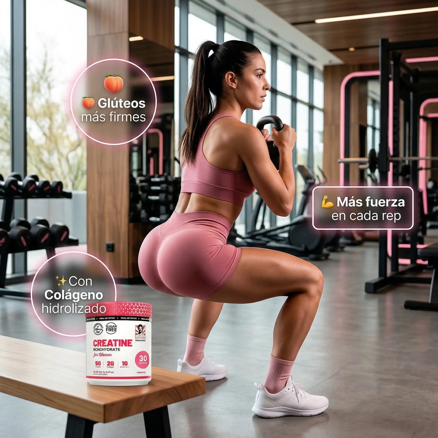 Creatina para Mujeres — Glúteos Firmes y Recuperación