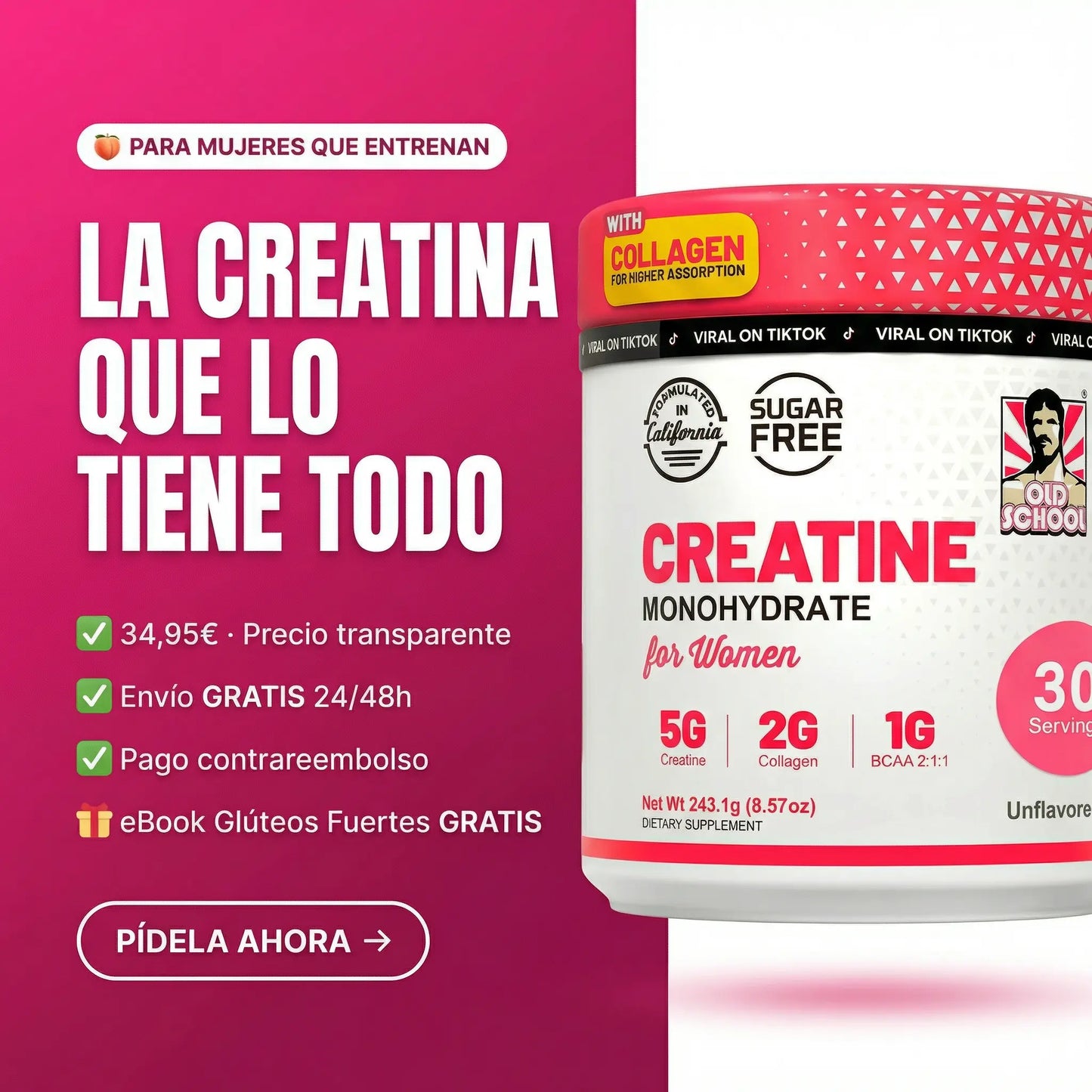 Creatina para Mujeres — Glúteos Firmes y Recuperación