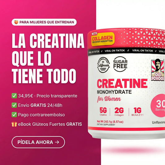 Creatina para Mujeres, especial para fortalecer glúteos y mejor recuperación.